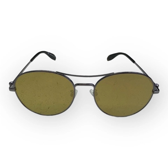New ALEXANDER MCQUEEN AM0174S 004 57mm Ruthenium Aviator Sunglasses Italy Unisex